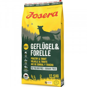 JOSERA POULTRY TROUT bezgraudu sausā barība suņiem Putnu gaļa, forele 12.5kg
