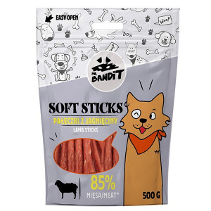 MR.BANDIT SOFT STICKS gardums suņiem Jēra gaļas kociņi mīksti 500g