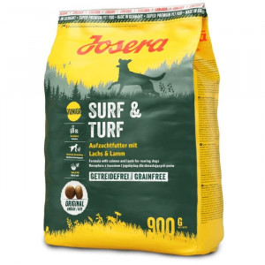 JOSERA SURF TURF JUNIOR bezgraudu sausā barība kucēniem Lasis, jērs 900g