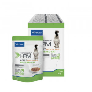 VIRBAC HPM CAT ADULT NEUTERED konservi kaķiem Lasis 85g