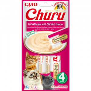 CHURU CAT CREAMY biezenis kaķiem Tuncis, garneles 14g N4