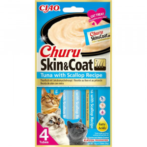 CHURU CAT SKIN & COAT biezenis kaķiem Tuncis, ķemmīšgliemenes 14g N4