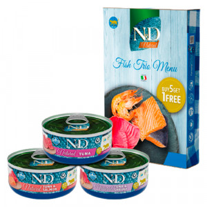 FARMINA N&D CAT FISH TRIO kaķu konservi 6x70g