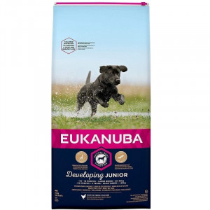 EUKANUBA DOG JUNIOR LARGE CHICKEN sausā barība kucēniem 15kg