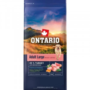 ONTARIO DOG ADULT LARGE  WEIGHT CONTROL TURKEY & BROWN RICE suņu barība 12kg