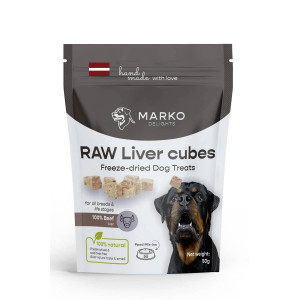 Marko Delights Raw Liver Cubes liofilizēti gardumi suņiem no liellopa aknām 50 g