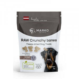 Marko Delights Raw Crunchy Bones liofilizēti gardumi suņiem no liellopa gaļas un kuņģa 50 g