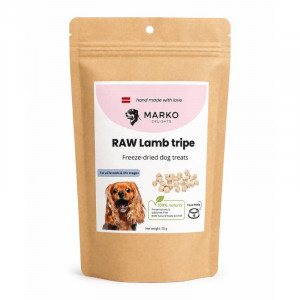 Marko Delights Raw Lamb Tripe liofilizēti gardumi suņiem no jēra kuņģa 50 g