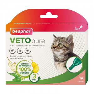 BEAPHAR VETO PURE KITTEN pretblusu pipetes kaķēniem N3