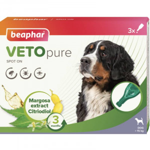 Beaphar Veto Pure pilieni pret blusām un ērcēm suņiem virs 15 kg N3