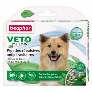 Beaphar Veto Pure Dogs M pretblusu pipetes vidējiem suņiem 3gb