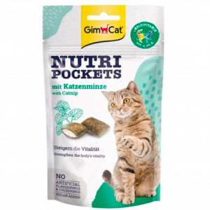 GIMCAT NUTRI POCKETS CATNIP vitamīnu gardums kaķiem Kaķu mētra, vitamīni 60g