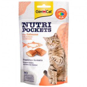 GIMCAT NUTRI POCKETS SALMON OMEGA vitamīnu gardums kaķiem Lasis, Omega 3/6 60g
