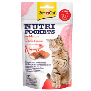 GIMCAT NUTRI POCKETS BEEF MALT vitamīnu gardums kaķiem Liellops, iesals 60g
