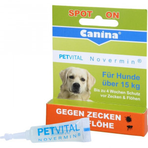 Canina Petvital Novermin Dog bio pilieni suņiem +15kg pret ektoparazītiem 4ml (D.T.12.2023.)