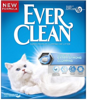 EverClean Extra Strong Clumping Unscented cementējošās smiltis kaķu tualetēm Bez smaržas 10L