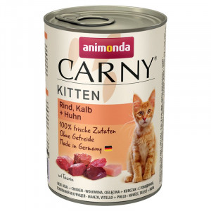 Animonda Carny KITTEN konservi kaķēniem Liellops, teļs, vista 400g