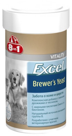 8IN1 EXCEL BREWERS YEAST papildbarība suņiem ar raugu ādai un spalvai 100ml 140tab