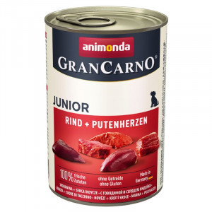 Animonda GranCarno JUNIOR konservi kucēniem Liellops, tītaru sirdis 400g